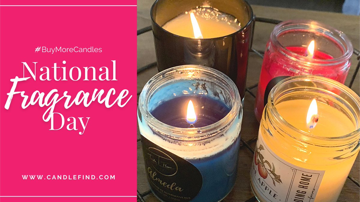 Candlefind's tweet photo. Today we are celebrating our most favorite day of the year...National Fragrance Day! Bring on the candles, wax melts, and all things home fragrance! 😍. Time for us to #buymorecandles. What will you do to celebrate? 
#NationalFragranceDay  #candlelover #candleaddiction https://t.co/XsjhD7CpBq