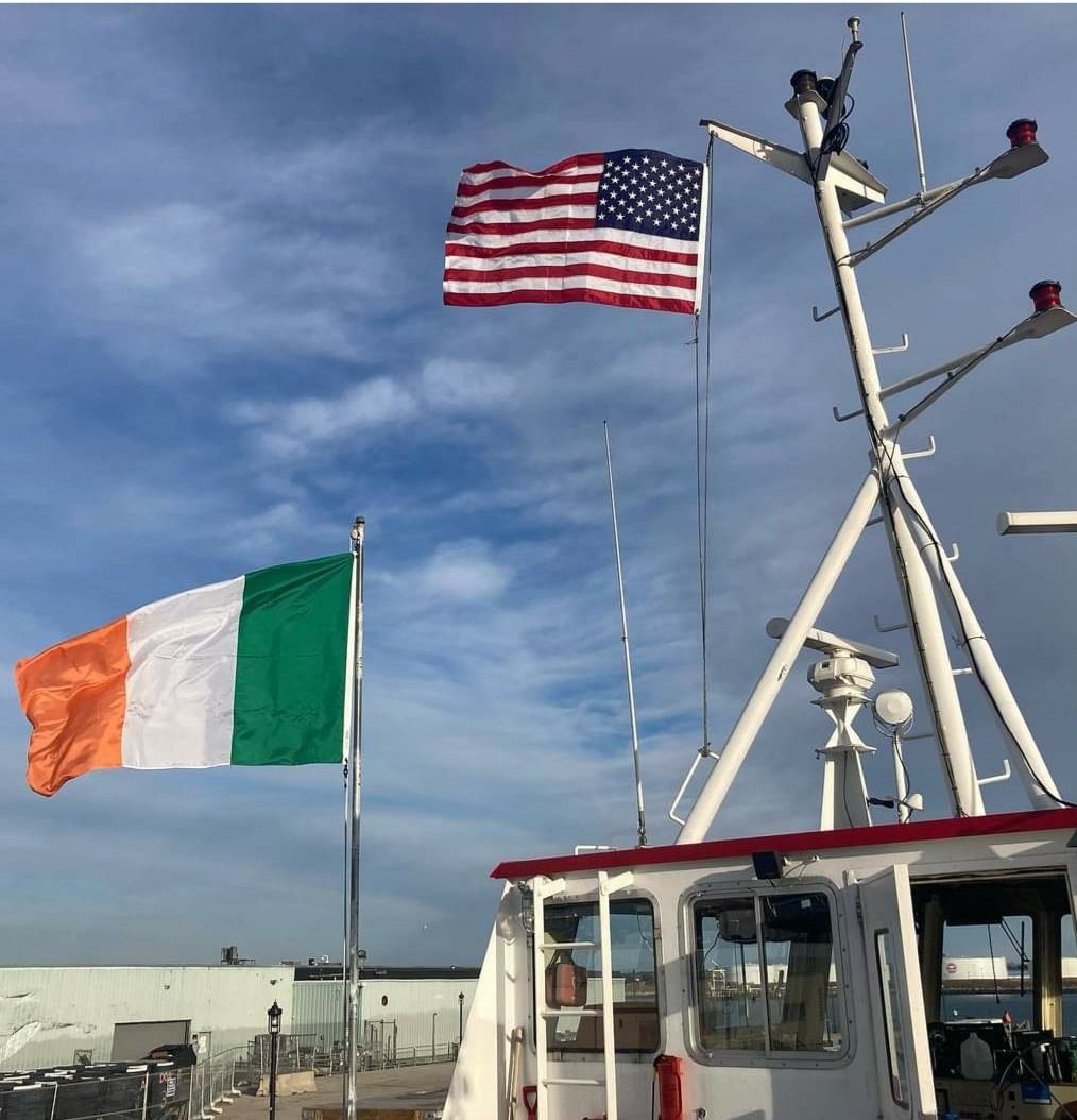 Flying of colors for St Patricks day. Ferry boat Maquoit (CBL)
