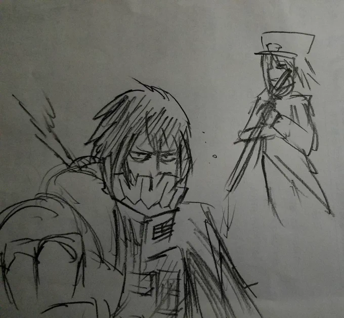 #ss_manga_diary
軍服の義手軍人とポーズを決める上官 