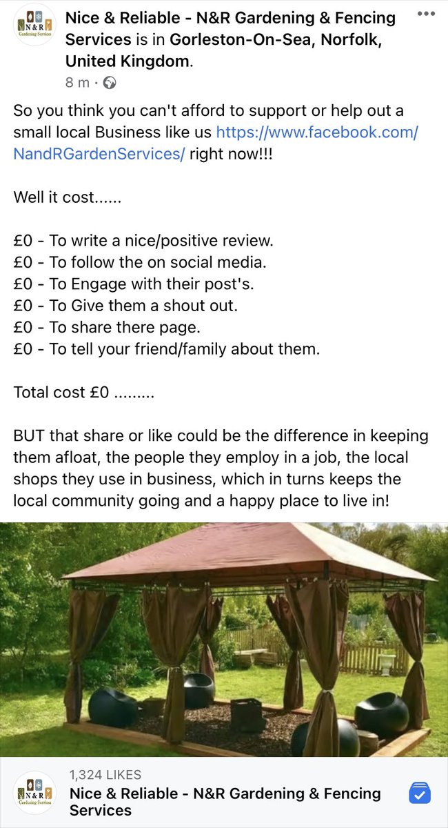 Show your support for honest, local businesses like our main sponsors <a href="/NRgardeningSer1/">N&R gardeningService</a> It really costs nothing to help them out a little - see their work by clicking the link facebook.com/NandRGardenSer…