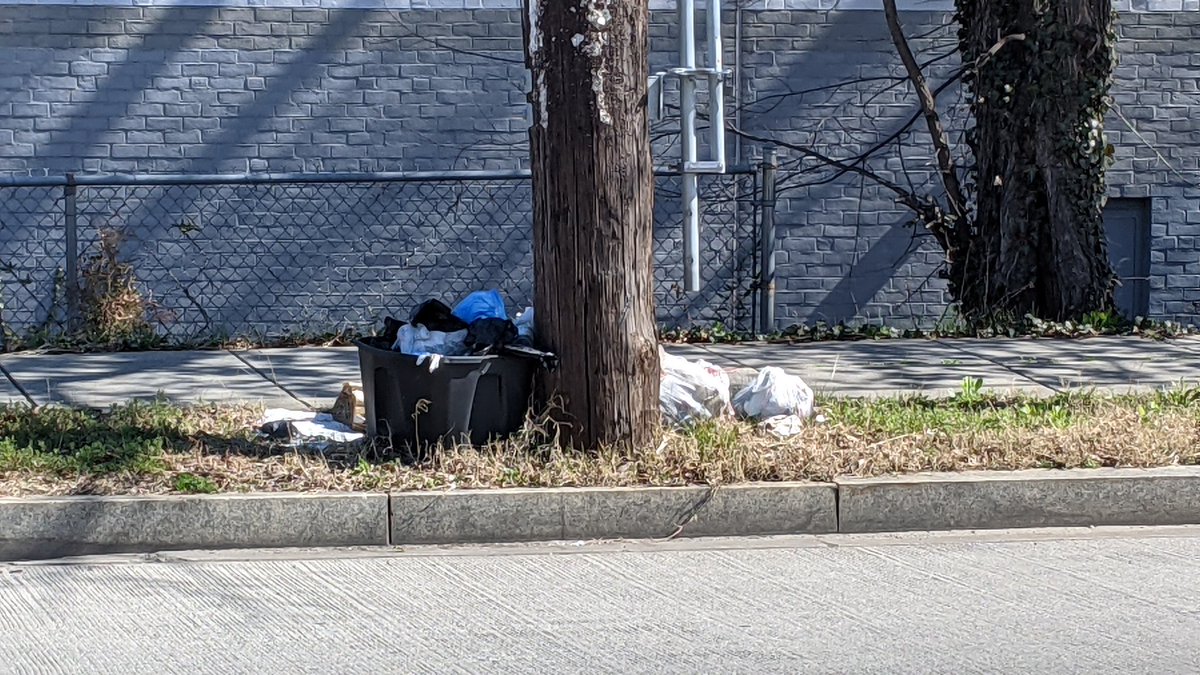 trieb4anc's tweet image. Hey @311DCgov, have two instances of illegal dumping. 1.) A chair and a commercial trash can (full of random stuff!) in the green space at Bladensburg Road and Eastern Ave, and 2.) A bin full of full trash bags on the northern side of Eastern, 1-2 blocks in from Bladensburg.