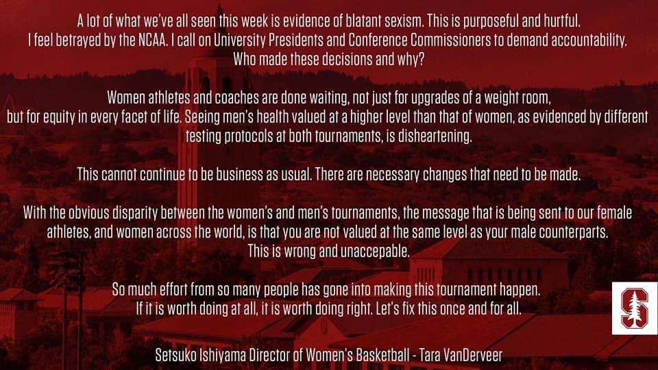 jenfrytalks's tweet photo. Waking up on Sunday to this beautiful statement by @StanfordWBB head coach. This is amazing. 👏🏾👏🏾👏🏾👏🏾👏🏾 https://t.co/IcZsUtp9kS