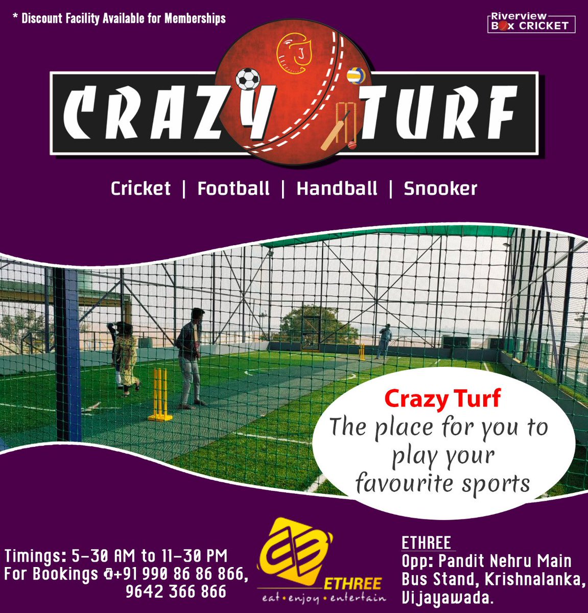 crazy_turf's tweet photo. Sports are a wonderful way to enjoy and have fun with friends. Crazy Turf offers so many different sports to explore. What are you waiting for? Visit us Today.

#CrazyTurf #Handball #Football #Snooker #Cricket #Crazyyouth #CrazySports #CrazyGames #E3 #Vijayawada #ETHREE https://t.co/q75GCz68Zj