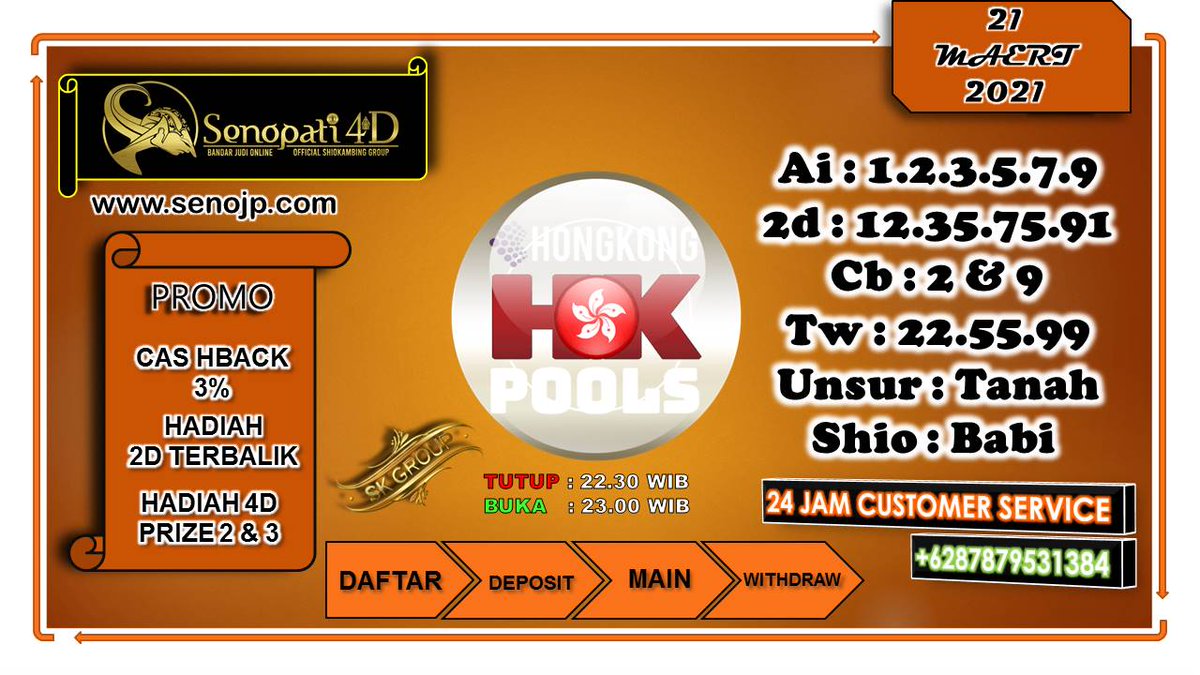 Slotsenopati4d's tweet photo. PREDIKSI TOGEL HONGKONG 21 MARET 2021

WA : +6287879531384
Link daftar : https://t.co/4TGsdnIVPh

#senopati4d #prediksitogel #prediksihongkong #PrediksiHk #TogelHK #angkajitu #togelonline #bandartogelonline #bandartogel #bandartogelterpercaya https://t.co/CXl12Axkpj