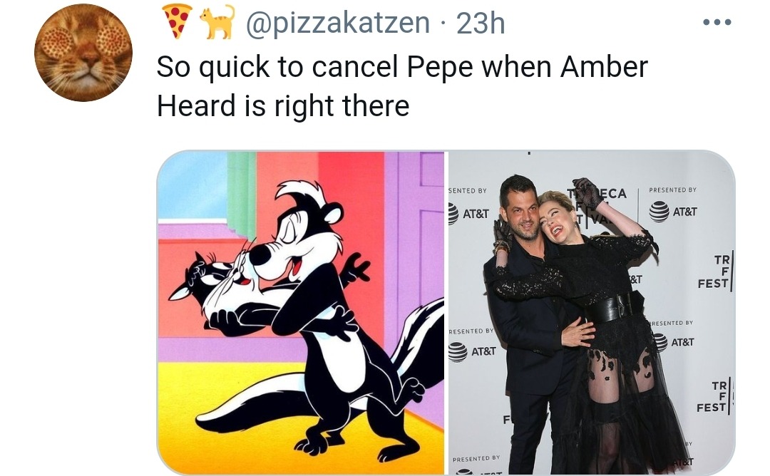 KatKatButterfly's tweet photo. #pepelepew #RecastMera #JusticeForJohnnyDepp #IStandWithKateJames #IStandWithJohnnyDepp #JusticeForKateJames #JusticeForDVvictimsandsurvivors #MENtoo thank you @pizzakatzen https://t.co/wfOypEEgfu