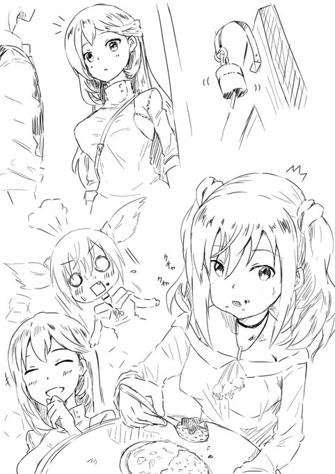 カレー屋でばったり会ったアンナチャンと唯…。
#アリスギアお絵かき 
