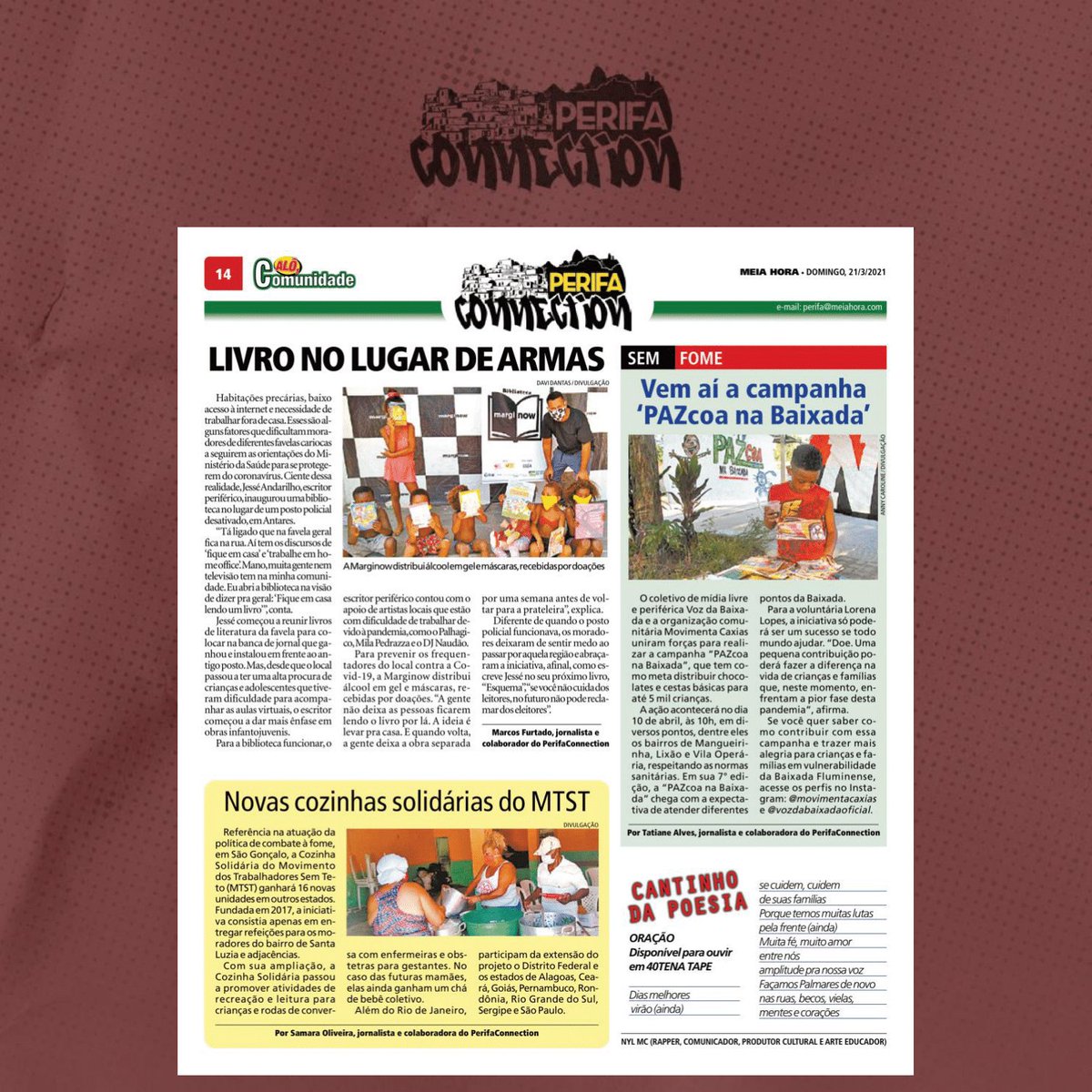 PerifaConnect's tweet photo. A gente pisca e o fim de semana tá pertinho do fim novamente. E como vocês já sabem, domingo é dia da nossa coluna no jornal @meiahora, Nesta semana, com uma edição tão potente quanto o sol que tá fazendo no Rio. Vamos lá?
(segue a linha) https://t.co/g25iix3jG4
