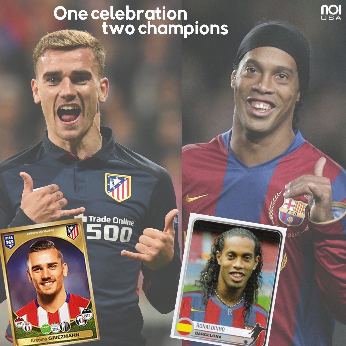 One celebration, two champions! Happy birthday to Antoine Griezmann and Ronaldinho!!! 