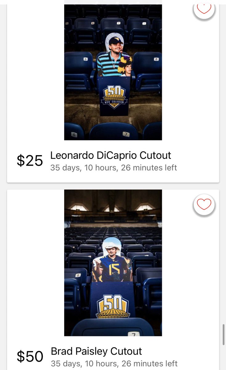 WVU_MAC's tweet photo. These cutouts and several more items are available on the free @LiveSource app and at https://t.co/4aljSUjRvx! 

#MarchMadness 
#Coliseum50
#HailWV https://t.co/G3x9YCxO1x