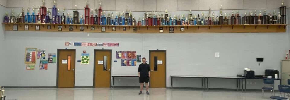 Special thanks to Thomas Case and everyone who helped yesterday with his Eagle Scout project. Thomas chose to build and install trophy shelves for the band so we are finally able to properly display our trophies. His hard work is a fantastic tribute to the history of our band.