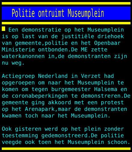Teletekst's tweet photo. Politie ontruimt Museumplein https://t.co/qTzbv4cWZe