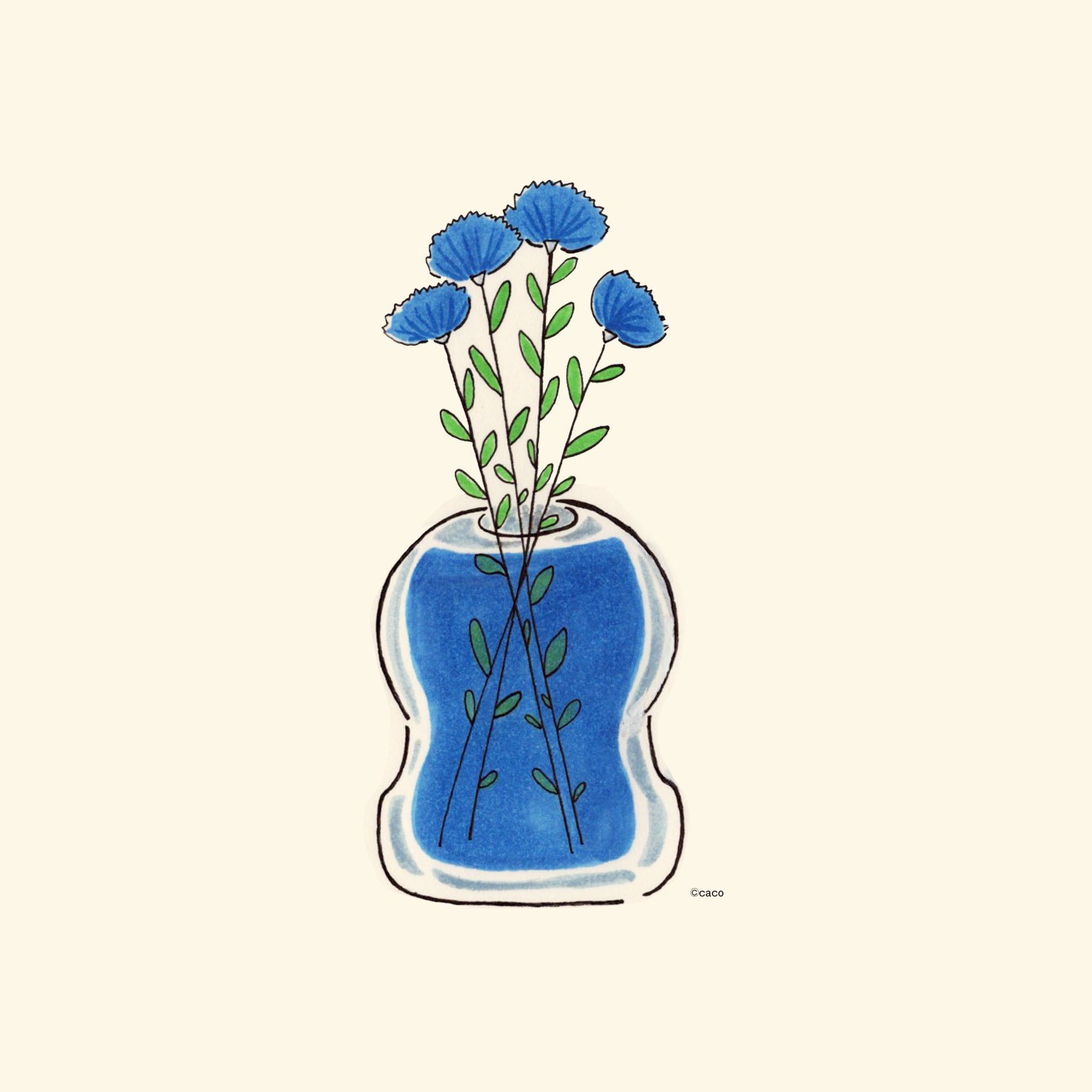 Caco イラストレーター 青を置いておこう 青が好き 青色 青が好きな人と繋がりたい Flower こぴっくイラスト Copicart Copicillustration Posca Poscaart ポスカアート ポスカイラスト 水色が好き 水色 好きな色合い T