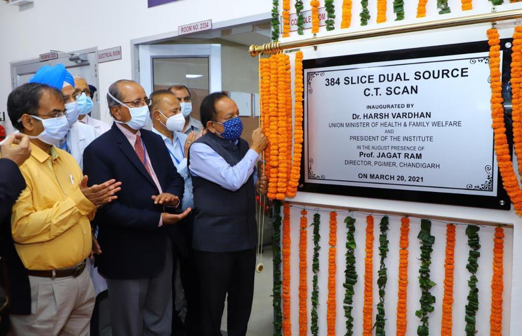 DrJagatpgi's tweet photo. Extremely grateful to Hon’ble Health Minister Dr. Harsh Vardhan for visiting PGIMER &amp; inaugurating AdvVascular Interv Lab, National Resource Centre for OHS, Advanced PET-CT, Refractive Surgery Suite &amp; 384 Slice Dual Source CT Scan. @drharshvardhan @vpsbadnore @SurbhikhuranaSk https://t.co/lOtGWLXcpF