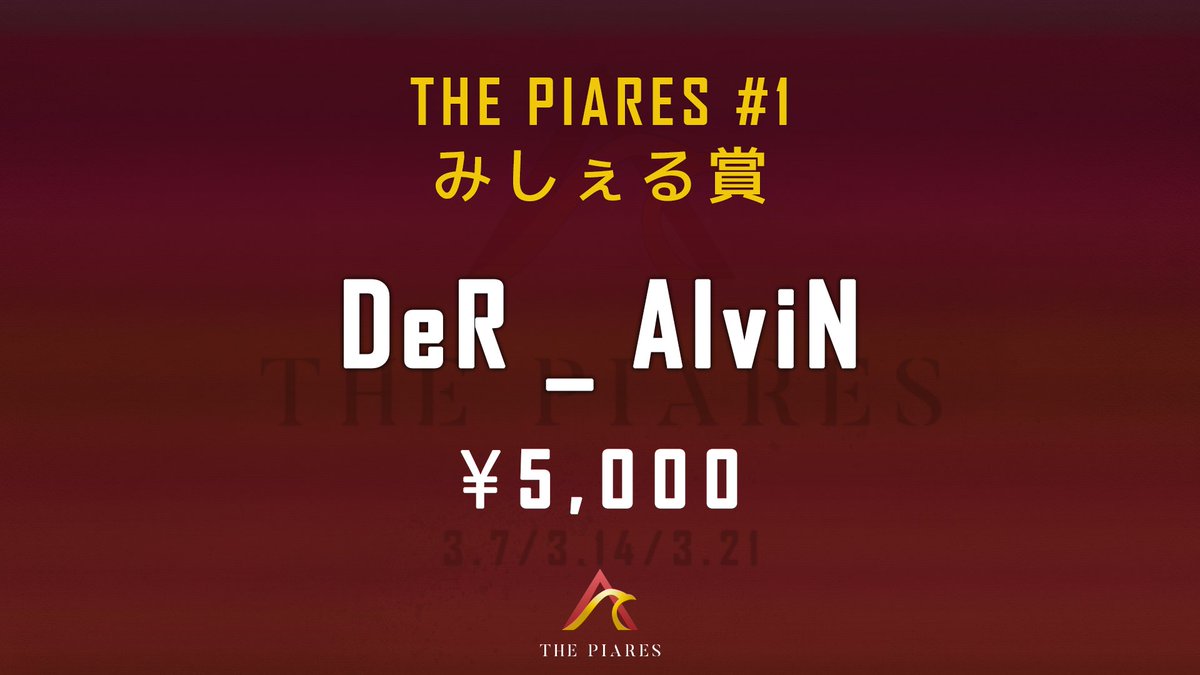 THEPIARES2021's tweet photo. THE PIARES #1 - FINAL RESULT
FINALを制し、見事54チームの頂点に立ったのは
『Team KxD』
優勝おめでとうございます!GG!!
その他受賞は
準優勝 - Deserve Rounds
モストキル - KxD・Leoto
みしぇる賞 - DeR_AlviN
おめでとうございます!
ご参加された皆さんお疲れ様でした!
#THEPIARES https://t.co/QxO2NvF4k6