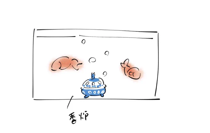 引っ越したら金魚の水槽ヴァージョンアップしたいけど香炉沈めて中にエアポンプ入れたら可愛いかもと思ったけど濾過槽つけるならエアポンプいらんかった 