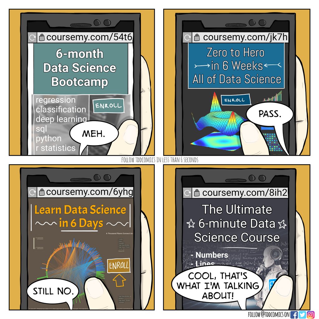 tddcomics's tweet photo. When your loss function is time instead of understanding... btw what's the shortest course ever?

#coursera #udemy #udacity #edx #lynda #onlinelearning #onlinelearningplatform #certificate #university #ai #datascience #machinelearning #neuralnetworks #deeplearning #openai https://t.co/6zYVYWbpCQ