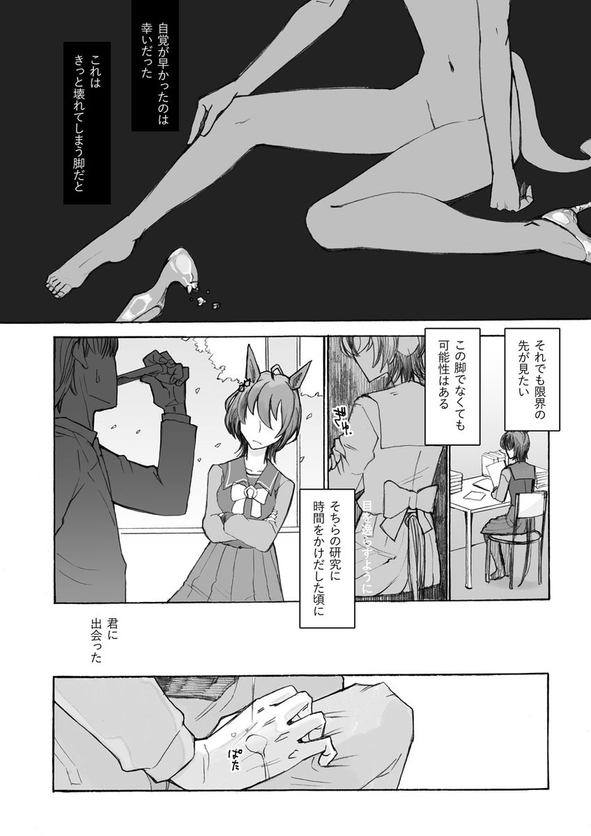 ウマ娘、アグネスタキオンとトレーナー。自分の素直な感想を描いておこうとおもう。こわかった。
※育成シナリオネタバレありご注意ください