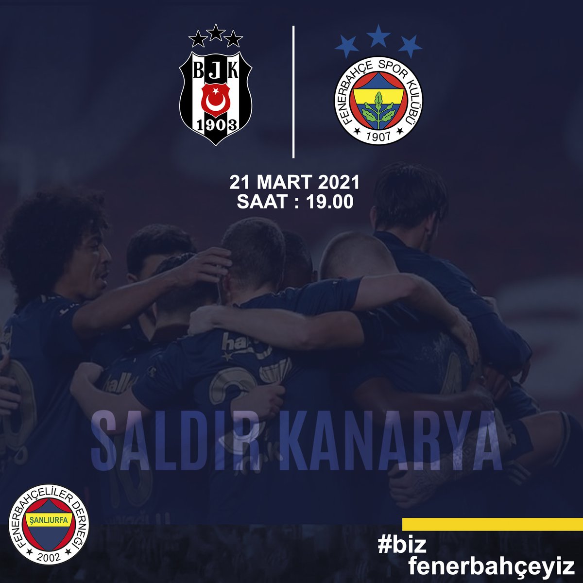 FenerbahceUrfa's tweet photo. SALDIR KANARYA! 💛💙

Beşiktaş karşısında takımımıza başarılar diliyoruz.

#FenerinMaçıVar #BizFenerbahceyiz https://t.co/iffPs7zYRh