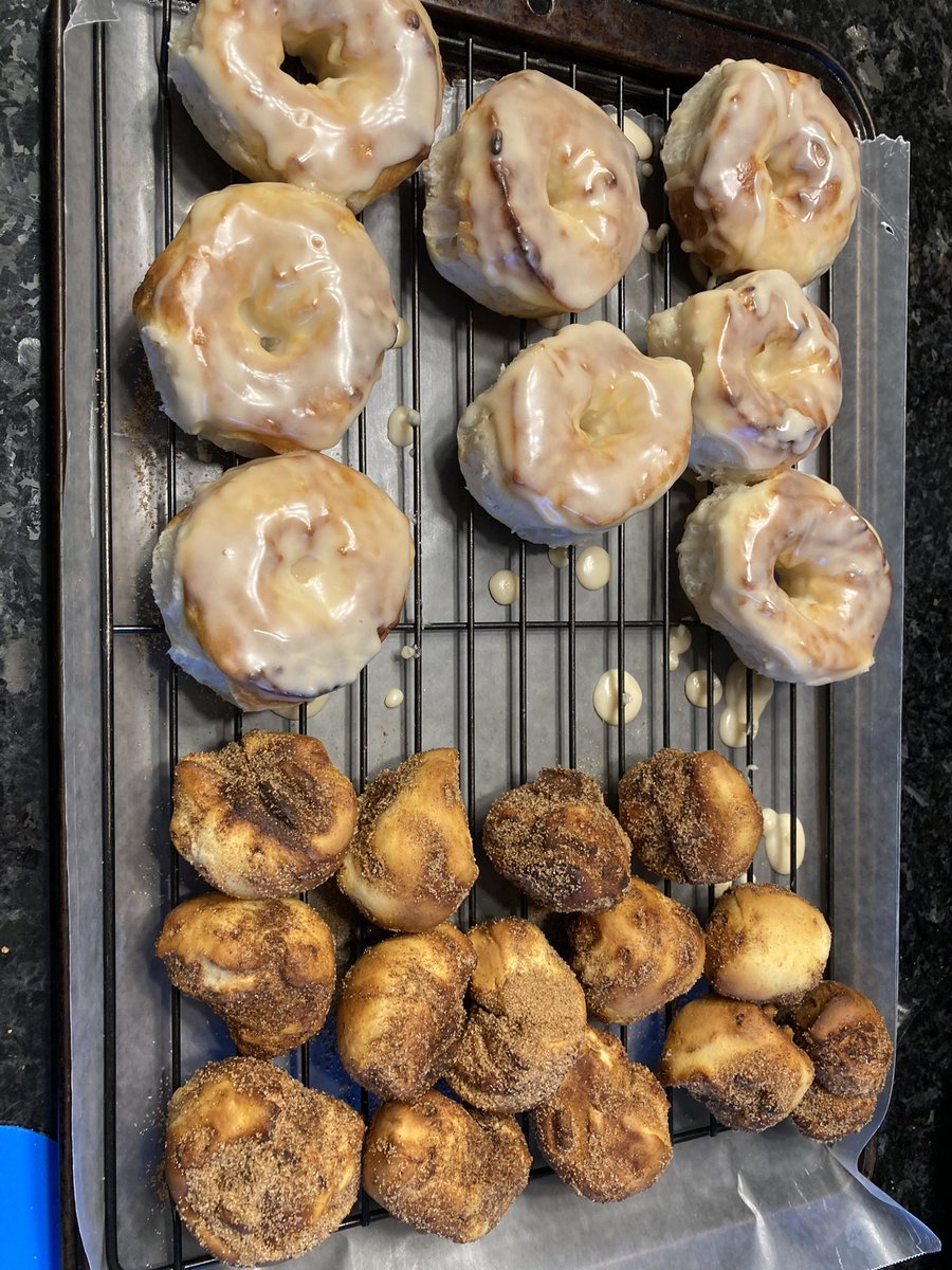 Maple glazed biscuit donuts and cinnamon sugar donut holes in the air fryer 🥰