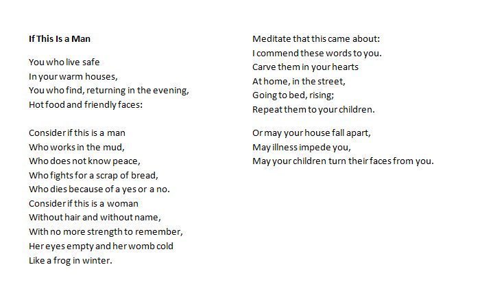 AuschwitzMuseum's tweet photo. #WorldPoetryDay | 'If This Is a Man' by Primo Levi (1919-1987), an #Auschwitz survivor (https://t.co/kUM3IiOB24 ) https://t.co/CE4oixIFfH