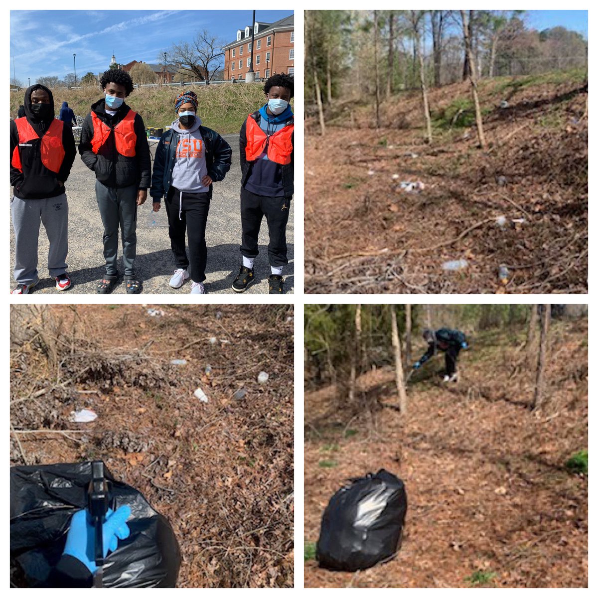 vsufye's tweet photo. In two hours, students constructed one picnic table and seven benches, stained five existing tables built in January, collected four bags of trash and debris from Fleet’s Branch, and planted flowers in one of the plant beds along University Avenue. #VSUTransforms #VSUServes https://t.co/AObWmATO9j