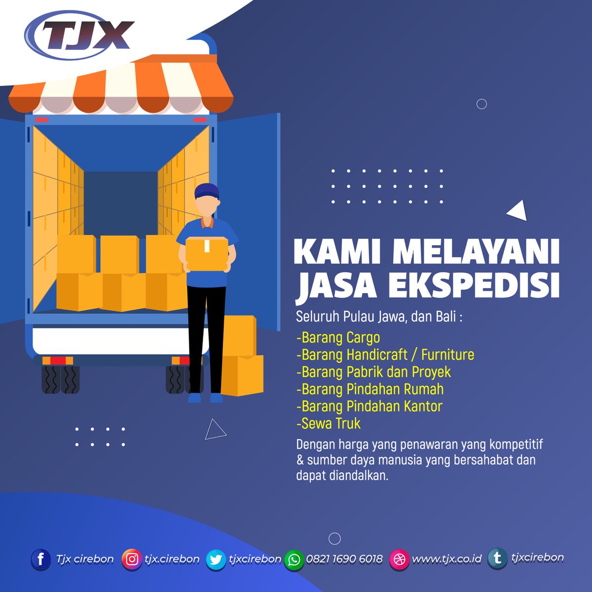 .
Selain pengiriman barang cargo
.
<a href="/tjxcirebon/">Tunggal Jaya Expressindo</a>  siap melayani dan membantu sahabat tjx untuk pindahan rumah/kantor dan sewa truk untuk dalam dan luar kota cirebon
.
Untuk informasi lengkap silahkan sahabat tjx Hubungi kami di no telp/WA:
0821-1690-6018