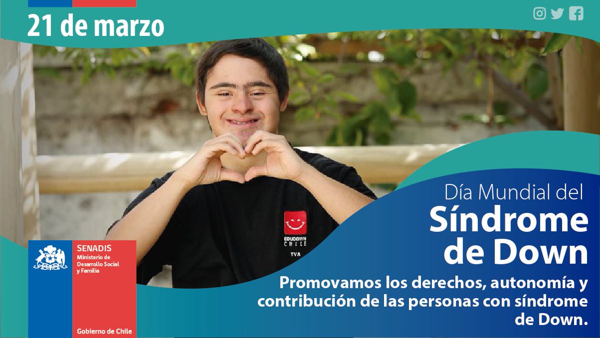 En el #DíaMundialDelSíndromeDeDown invitamos a la comunidad a promover los derechos, autonomía y contribución de las personas con síndrome de Down cada día! Porque la inclusión la hacemos todos y debemos aportar para construir un Chile más inclusivo #LaInclusiónLaHacemosTodos