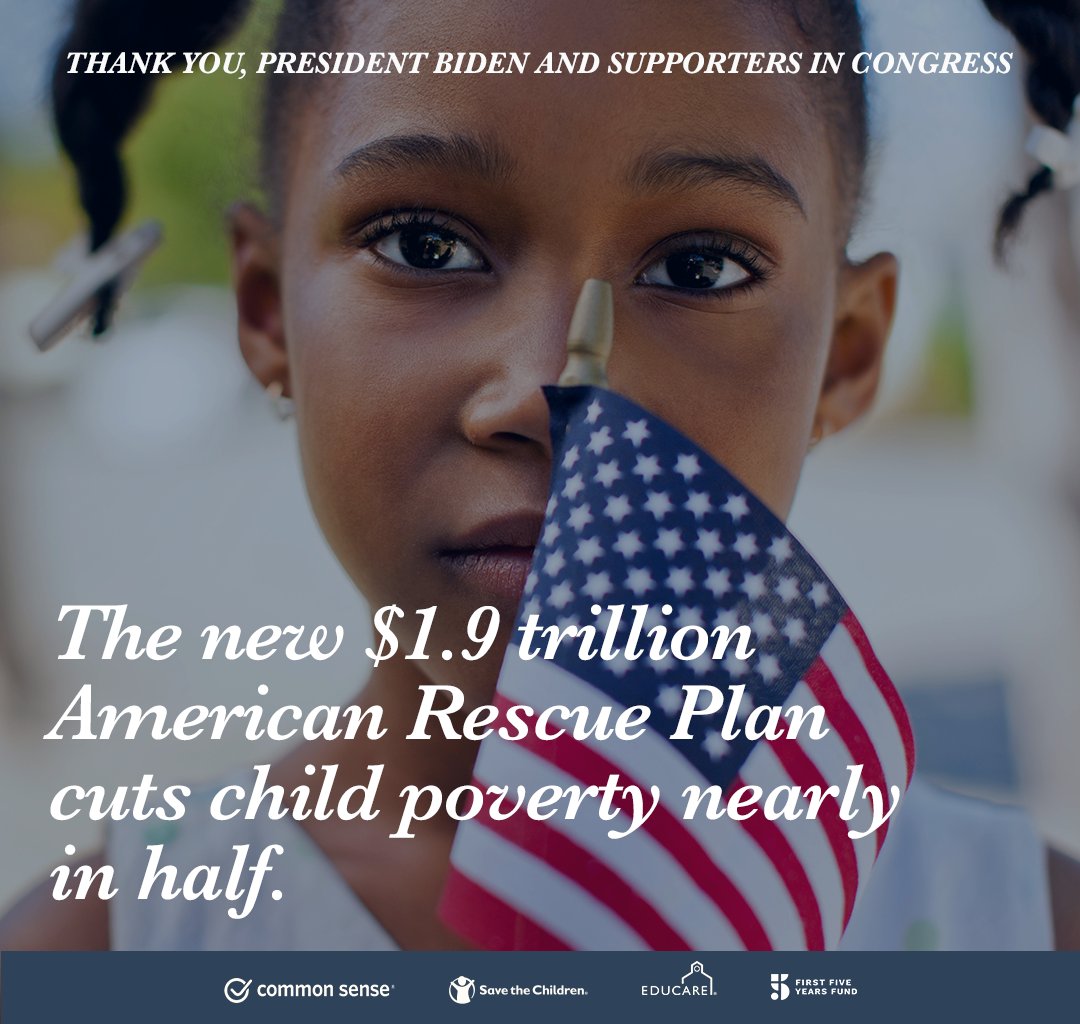 Today we join @Commonsense <a href="/SavetheChildren/">Save the Children US</a> <a href="/firstfiveyears/">First Five Years Fund</a> in thanking <a href="/POTUS/">President Donald J. Trump</a> and all the Senators and Congresspeople who voted "Aye" on the historic #AmericanRescuePlan