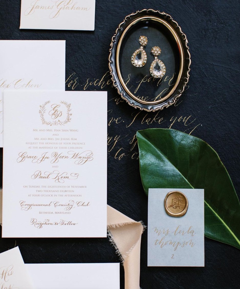 If you've been searching for wedding invitations but haven't found something that's quite right for you, it might be time to consider going custom where everything is custom created just for you. Visit Lhcalligraphy.com/custom to our portfolio &amp; details on how the process works.