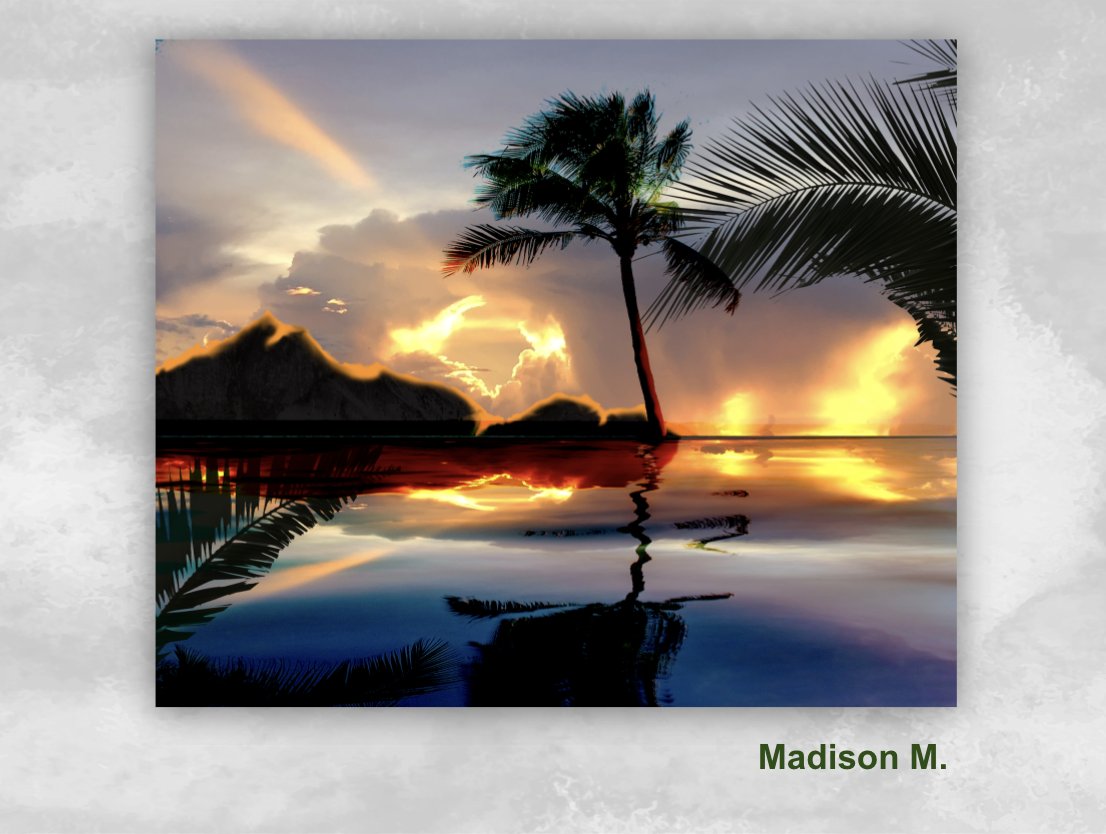 MrFlansArtClass's tweet photo. Composited #landscapes from 4+ royalty free stock #photographs. Students applied knowledge of layers, tools and #ColorAdjustments to reflect light from their (also composited) sky. Framing and #AtmosphericPerspective were considerations to manipulate the perception of the viewer https://t.co/G2CGhVeEGp