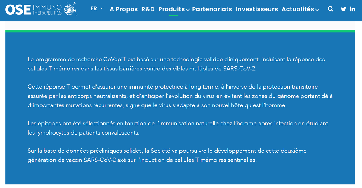 lapin47's tweet photo. Développement de #CoVepiT vaccin anti #Covid19 français par #OSE_Immunotherapeutics axé sur la réponse des #Cellules_T.  #vaccins @OseImmuno 
Source : https://t.co/nBTu5md4Ju https://t.co/atsfgEcjnq