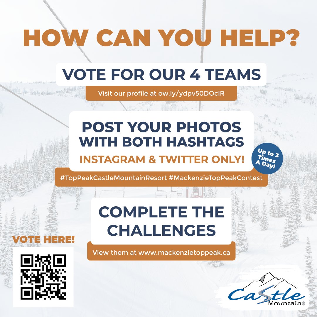 Have you posted your photos today? 

POST your photos to Instagram and Twitter with the hashtags up to 3 times a day or vote through the link below! It’s our last chance to win $50,000!

#TopPeakCastleMountainResort #MackenzieTopPeakContest 
ow.ly/ydpv50DOclR