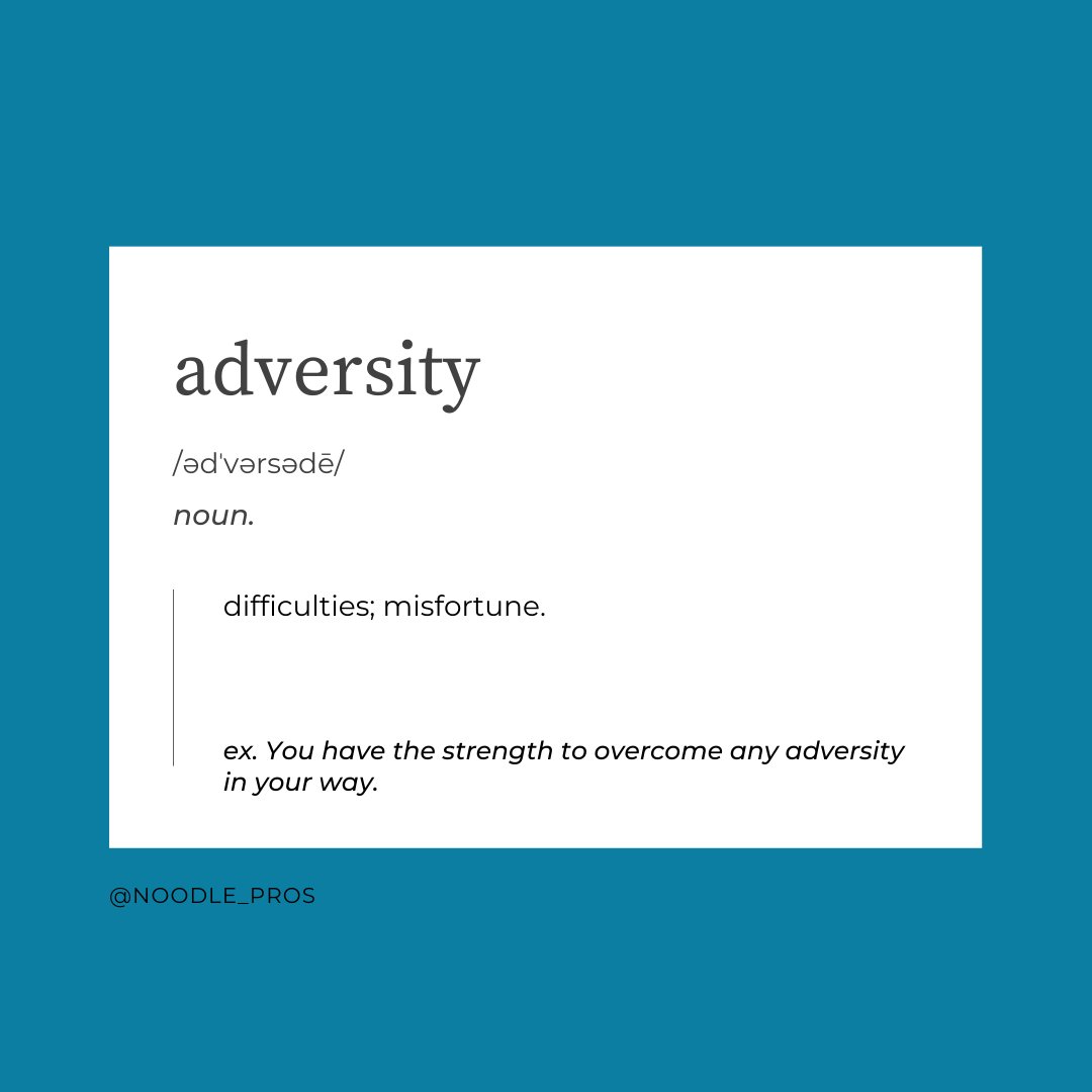 NoodlePros's tweet photo. Getting ready to take your ISEE or SSAT? Let Noodle Pros help you with the vocabulary. Our word of the week is adversity. 

#education #isee #erb #iseeprep #highschooladmissions #upperlevelisee #learning #school #edchat #educational #student #exam #edtech #tutor #tutoring https://t.co/xVK16KOeh3