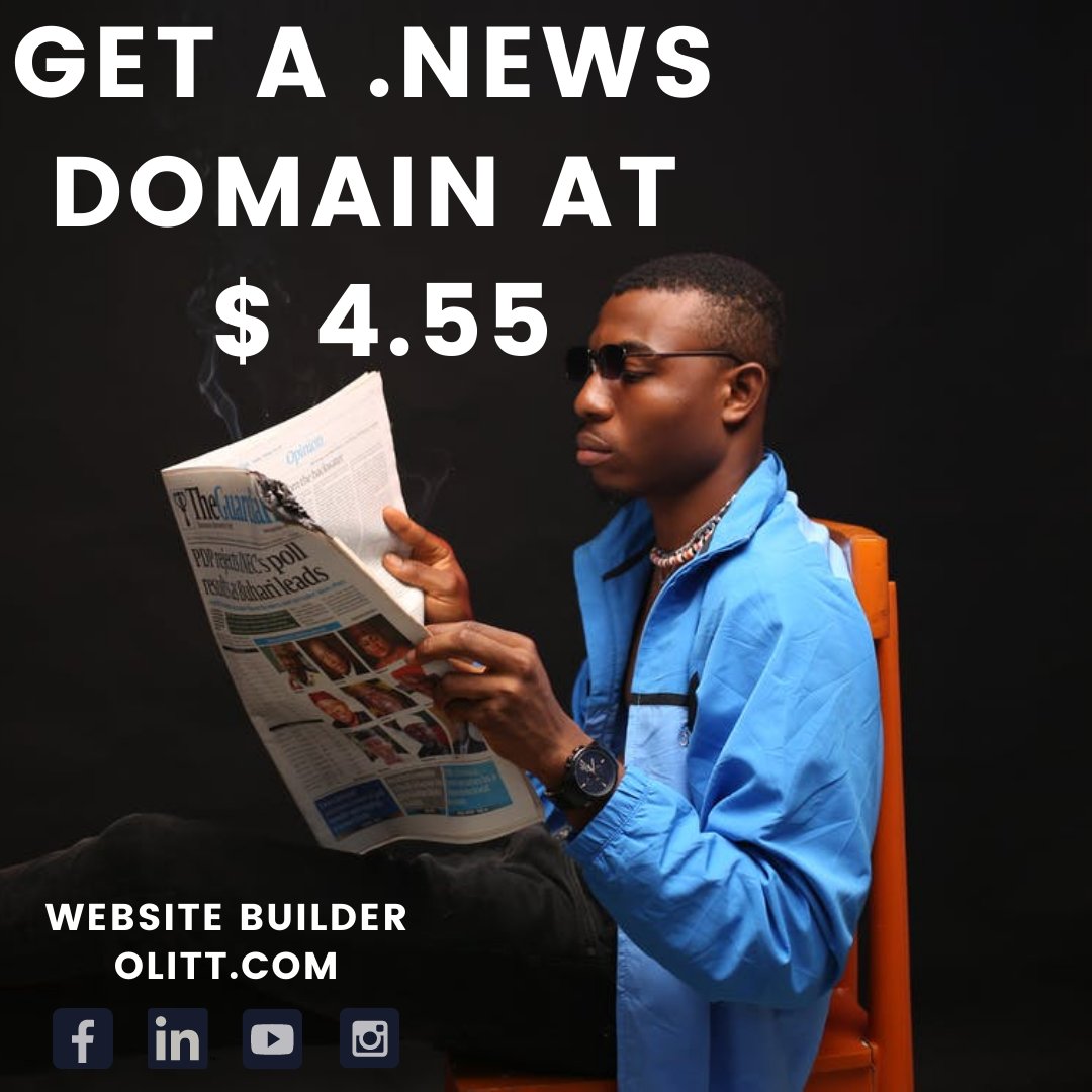 OLITTcom's tweet photo. Get a .news domain now for $ 4.55 > https://t.co/rrTOoqTa24
#domains #hosting #webhosting #websitebuilder #webdevelopment #hosting #nigeria #software #domainnames #cheapdomainnames #domainregistration #limited #domains #webdeveloper #coder #news #socialmedia #entertainment https://t.co/8SbuGrsMSP