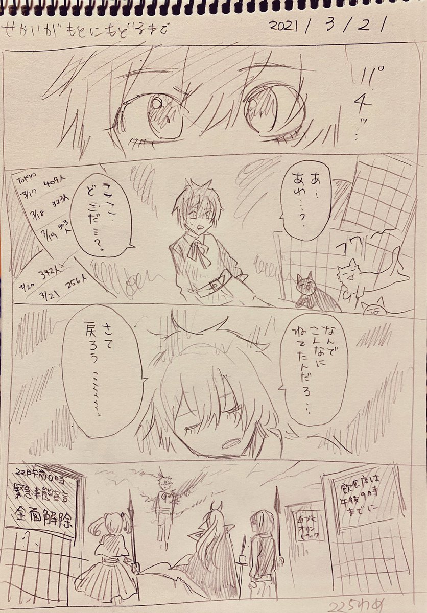 #せかいがもとにもどるまで
3/21分
更新滞っちゃってるけど続ける 