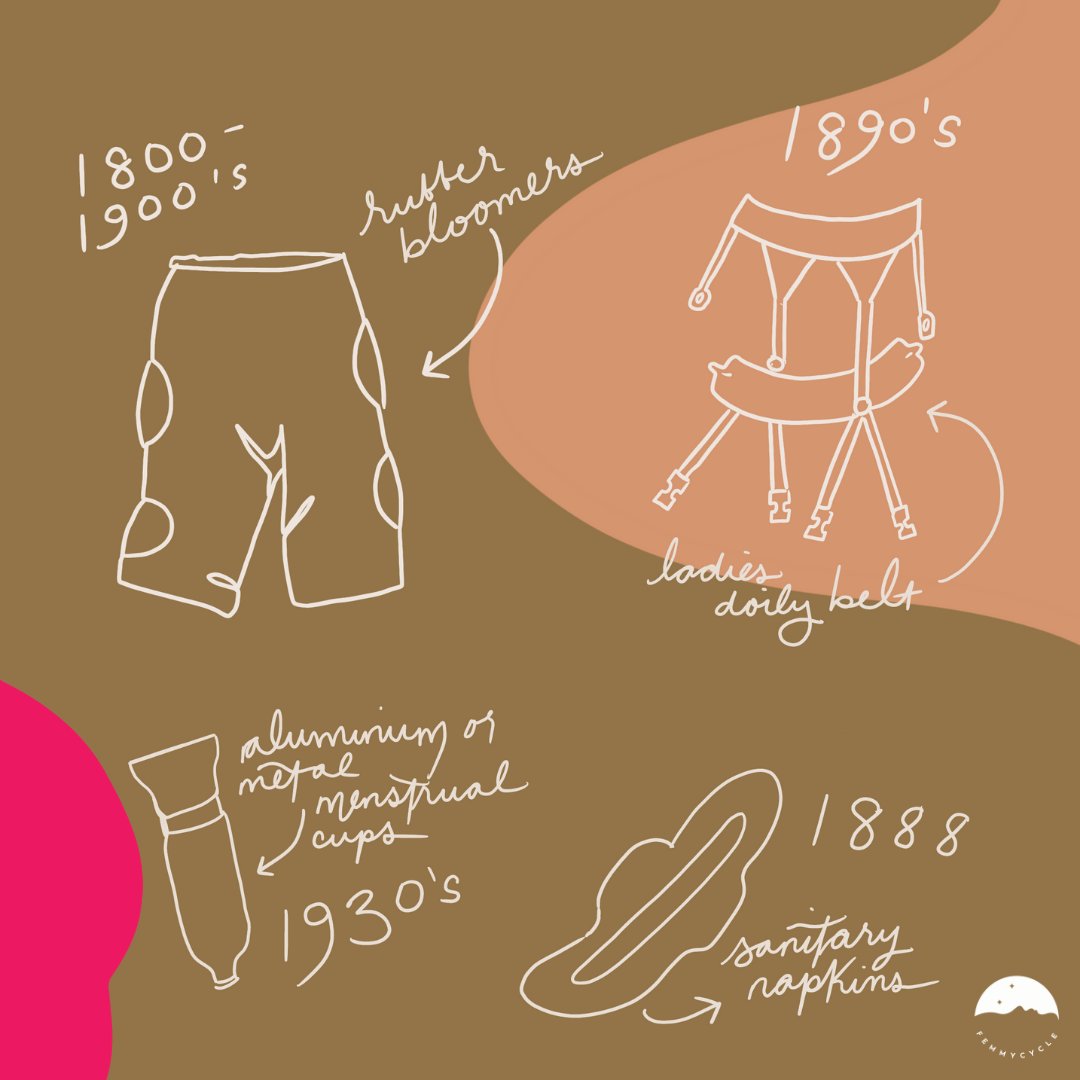 FemmyCycle's tweet photo. #Womenshistory of the menstrual experience is pretty freaking SCARY. We deserve an award for what the Collective Coochie has experienced in the name of blood + science. From Rubber Shorts to METAL menstrual cups, there are some throw-backs that better never try come back. https://t.co/OHJ4J66jnv
