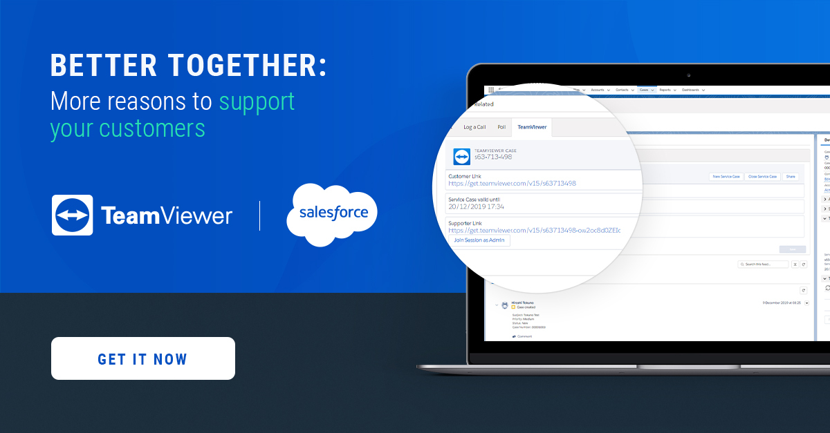 TeamViewer's tweet photo. Do you want to deliver a superior customer experience? Learn how to increase efficiency and improve customer satisfaction with the TeamViewer integration for @salesforce! 
➡️ https://t.co/Rvxmrkau4h #BetterTogether #TeamViewerIntegration https://t.co/b6g7LU28Oi