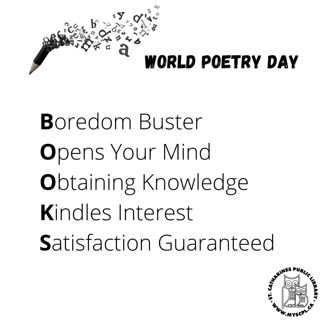 stcathlibrary's tweet image. #scplibrary #worldpoetryday #stcatharines #worldpoetryday2021