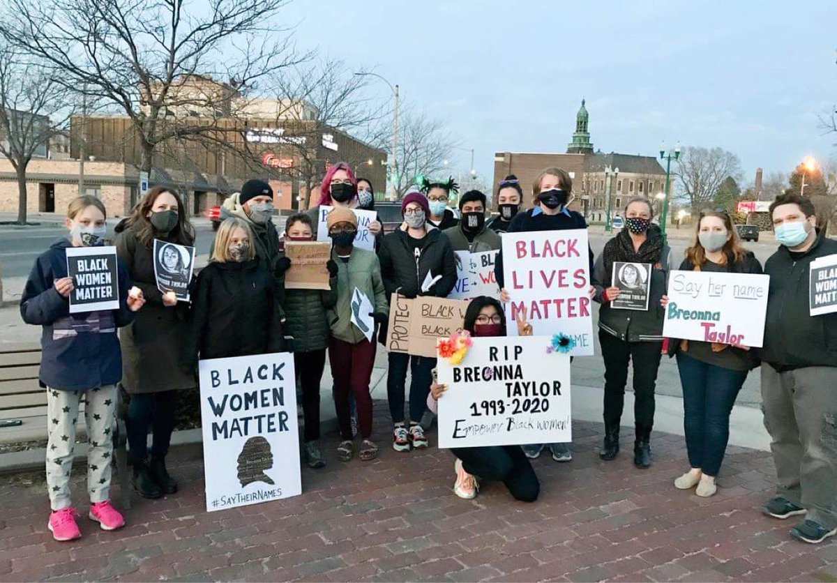Photos from our memorial for breonna Taylor on March 12th! We planned the event quickly but still had a nice turnout for our small town. Thank you for everyone that showed up to honor her life and the struggle of black women.