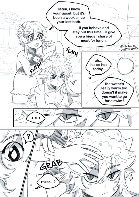 (L→R) bath time with razor!! #genshinimpact 