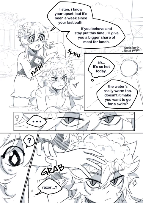 (L→R) bath time with razor!! #genshinimpact 