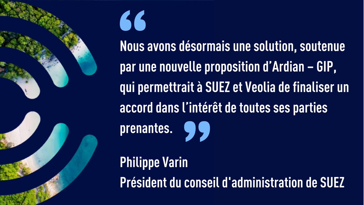 suez's tweet photo. 📢 #BreakingNews
SUEZ propose une solution négociée à @Veolia soutenue par une offre ferme du consortium @Ardian – GIP. 

Tous les détails ➡️ https://t.co/RoAq9nA485 https://t.co/JSk2BHXWEl