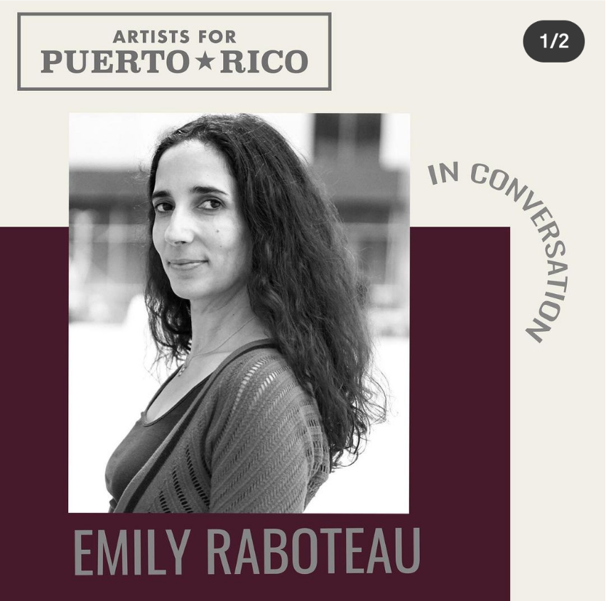 SCamWon's tweet photo. Excited for this talk today! 
@artists4pr is talking with @emilyraboteau live on instagram today at 1pm. https://t.co/X9qnqYJk3R