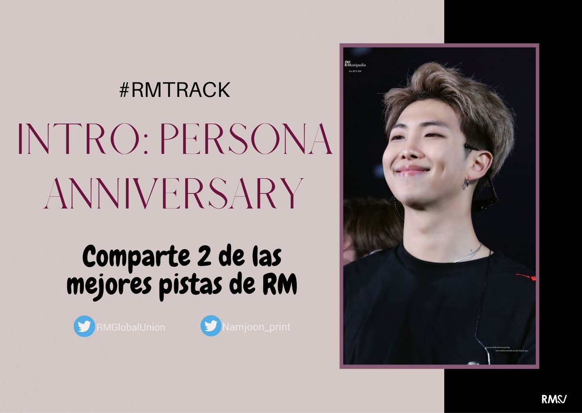 svkimnamjoon's tweet photo. 2do día de la Cuenta Regresiva para el Aniversario de #IntroPersona 

Únete a la fiesta usando el Ht. #RMTracks Responde la pregunta del día⬇️

Playlist🎉
Spotify
https://t.co/wfap9fTUtP

YouTube
https://t.co/b1OJPTg1x8

#방탄소년단RM #김남준 #RM 
@BTS_twt

Deja ss de stream🎉♥️ https://t.co/8J2Wxv3fs5