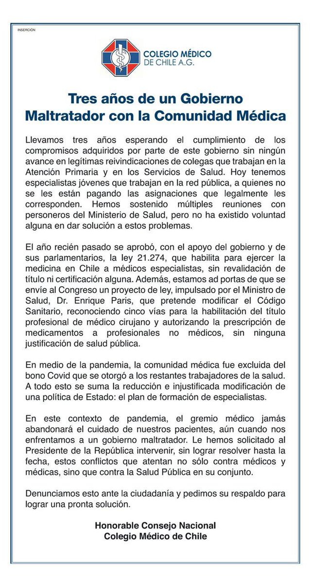 Colegio Médico de Chile - Colmed Chile tweet media
