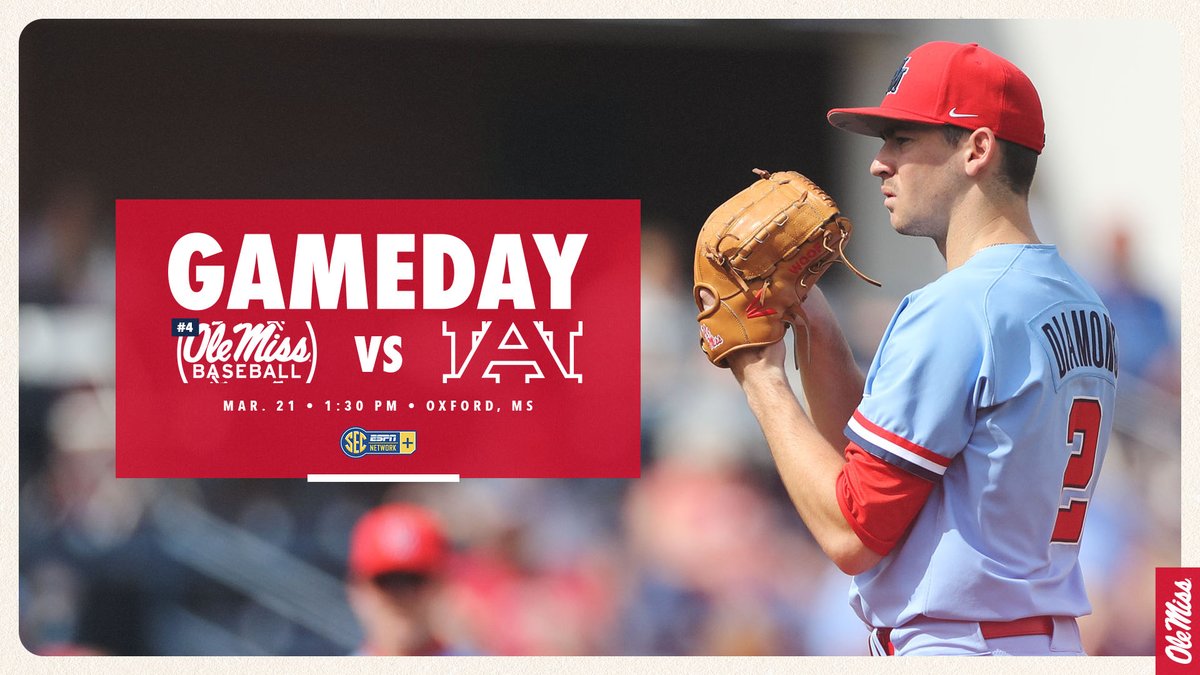 OleMissBSB's tweet photo. It's #EnergySunday. Time to bring the juice! 🔋
🆚 Auburn
⏰ 1:30 p.m. CT
📍 Oxford, Miss.
🏟 Swayze Field
🎧 https://t.co/bdTNVuxlkU
📻 https://t.co/AdtphhHDtU
💻 https://t.co/Ig8cJLAs7h
📊 https://t.co/oR7BRz8KPi https://t.co/TqMx50UyS7