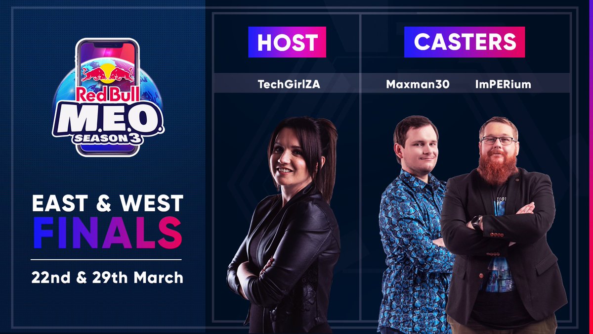 EvT_ImPERium's tweet photo. Announcement time!
The duo is back😉🔥. Casting the @redbullgaming M.E.O. Season 3 PUBGM World Finals with @maxman30. Along with the amazing @TechGirlZA hosting we are bringing you all the action on 22nd &amp; 29th March. Catch all the action over on https://t.co/GMLVoAsMvG 😊❤️ https://t.co/jFVXxCJlmy