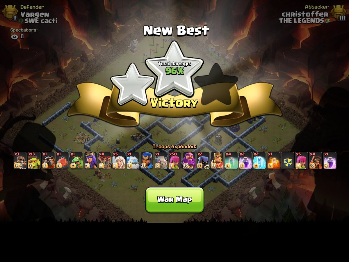 AllianceClash's tweet photo. Our own @ChristofferCoc trying his new TH13 attack, Archer Queen walk mass archers... so close but ending in timefail.

Follow him and ask for new strats 😍
#ClashOfClans https://t.co/2IyyuM585S