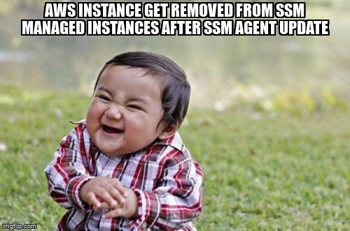 overflow_meme's tweet image. AWS Instance get removed from SSM Managed instances after SSM Agent update stackoverflow.com/questions/6672… #amazonwebservices #awssystemsmanager #awsssm