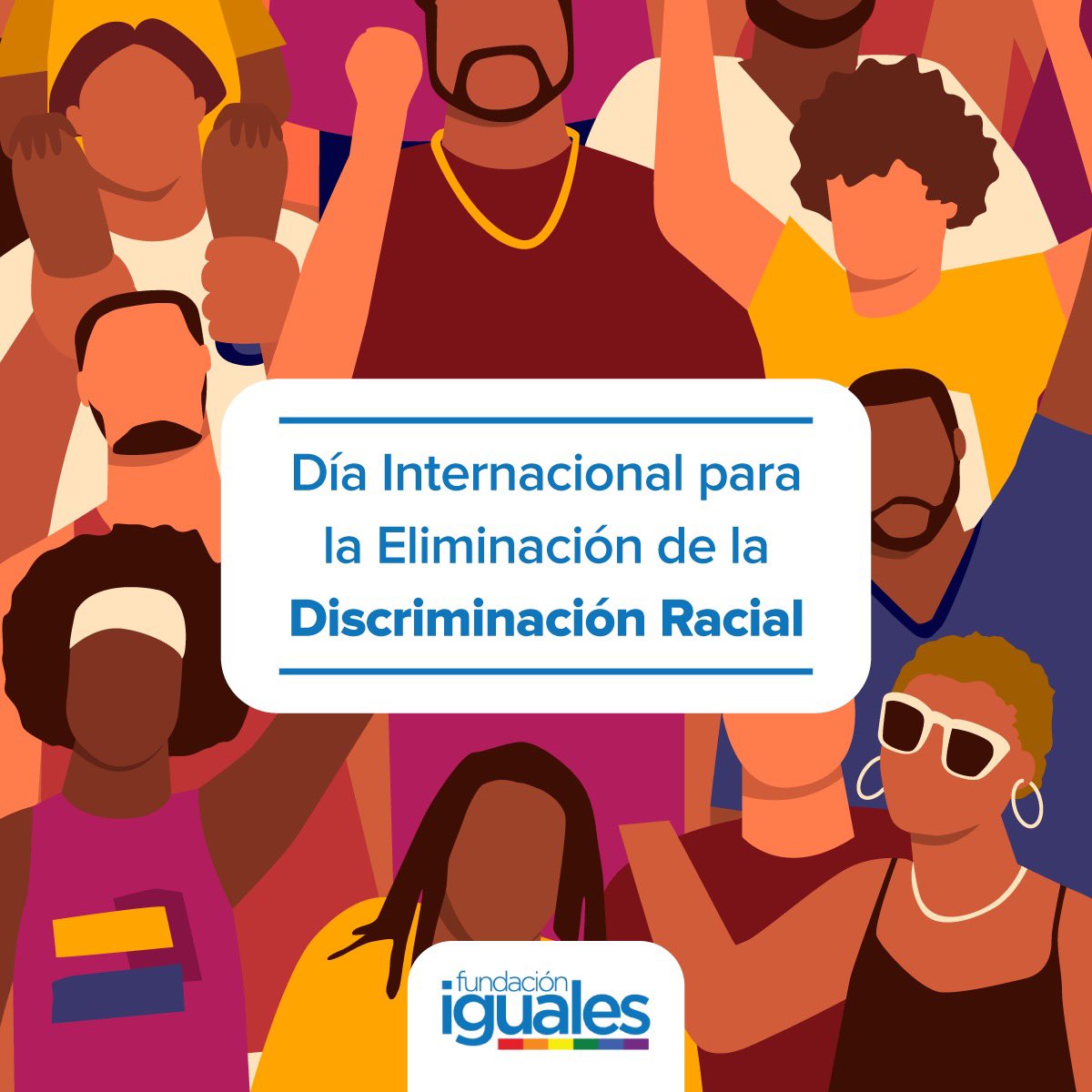 Las personas LGBTIQ+ también enfrentan discrimación y violencia por su color de piel. Todas las personas deben ser respetadas y no sufrir ningún tipo de discrmininación. 
Día Internacional para la Eliminación de la #DiscriminaciónRacial.